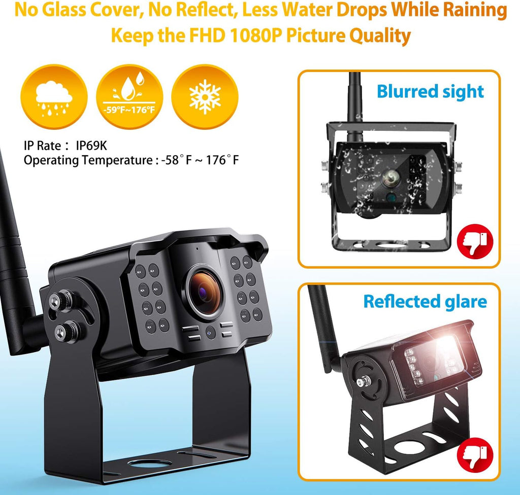 Wireless 7 FHD Monitor Backup Camera System with 4 Cameras T878779