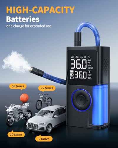 Portable Air Compressor, 150 PSI Cordless Bike Pump, Black W2209
