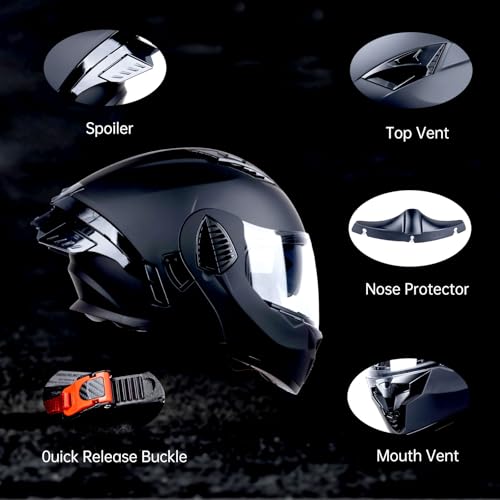 Matt Black X-Large Full Face Modular Motorcycle Helmet D37329