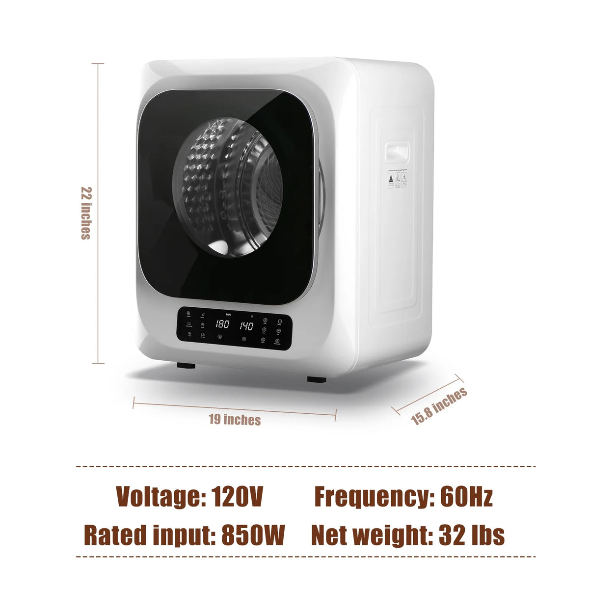 850W 1.6 Cu.ft. Electric Portable Dryer U185679
