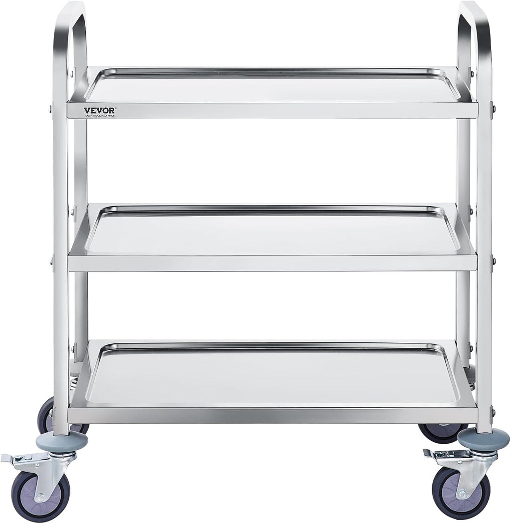 Stainless Steel 3 Shelves Rolling Lab Cart with Foot Brake Z31961