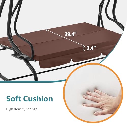 3 Seat Patio Swing Chair with Adjustable Canopy B8604