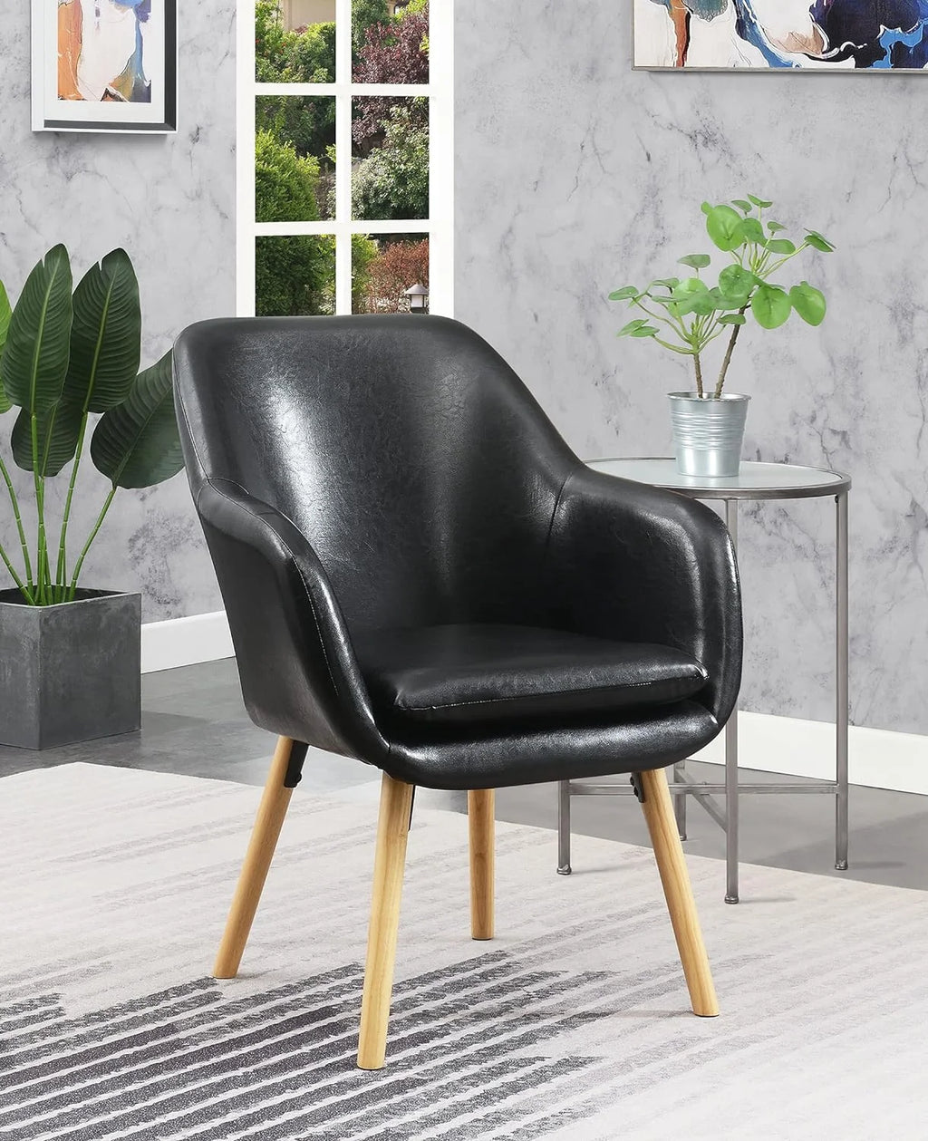 Black Faux Leather Accent Chair N31325