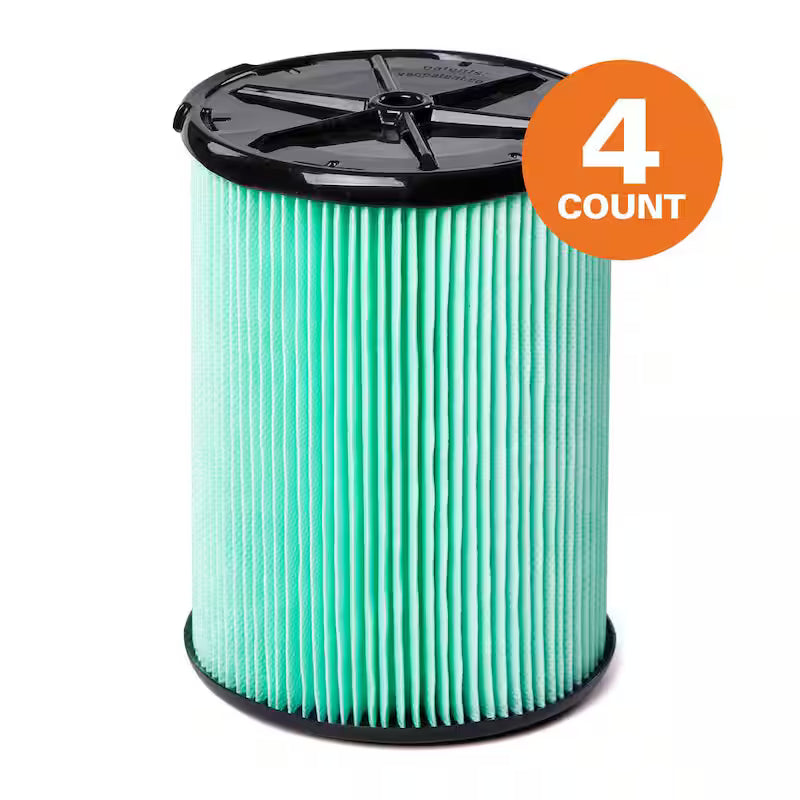HEPA Pleated Paper Wet/Dry Vac Cartridge Filter 4-Pack V81169