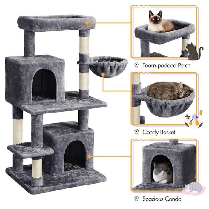 Gray Cat Tree with Two Condos B716094