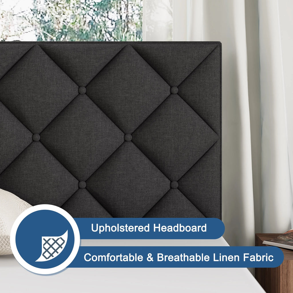 Queen Size Platform Bed with Wingback Headboard K238
