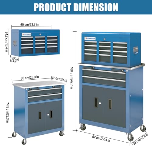 8 Drawer Rolling Tool Chest with Brake Wheels and Locking System N95361