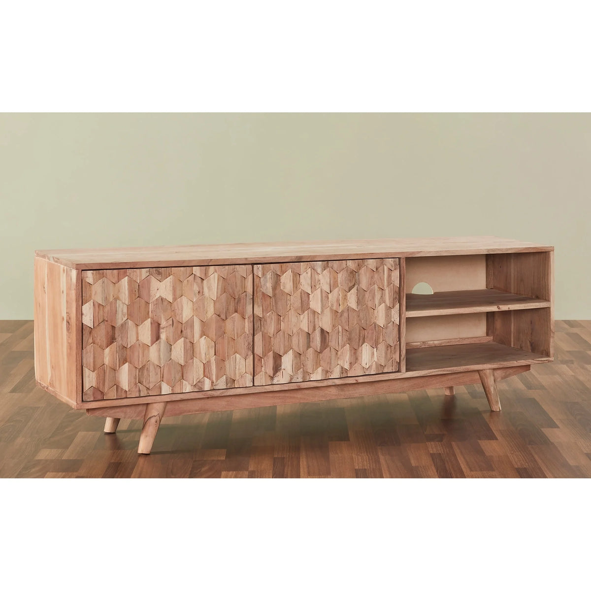 Modern Wood Honeycomb TV Unit for TVs up to 57" in Dark Walnut I763681