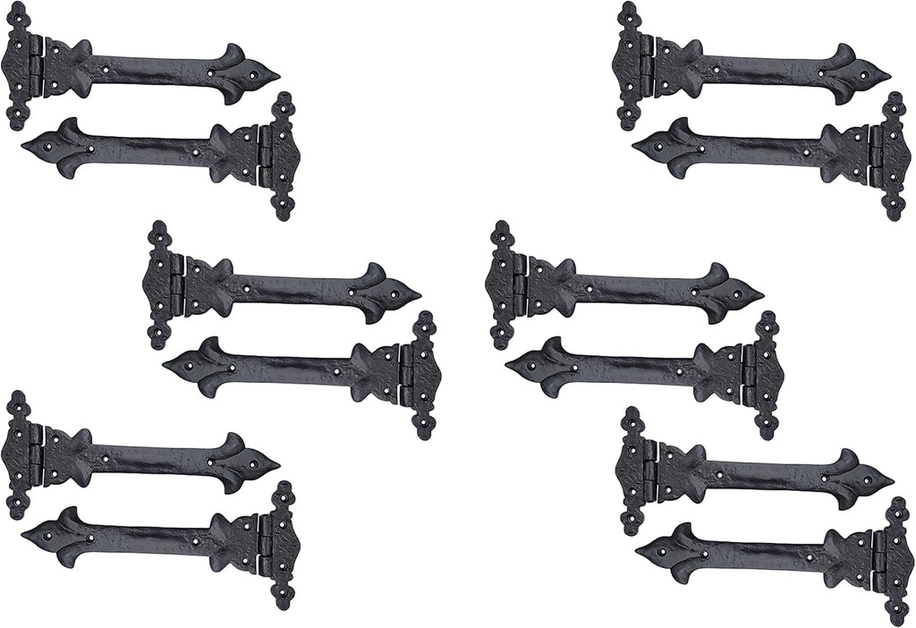 Antique Cast Iron Strap T Hinge, 7.9" x 2 Pack, Rust Living Finish E895