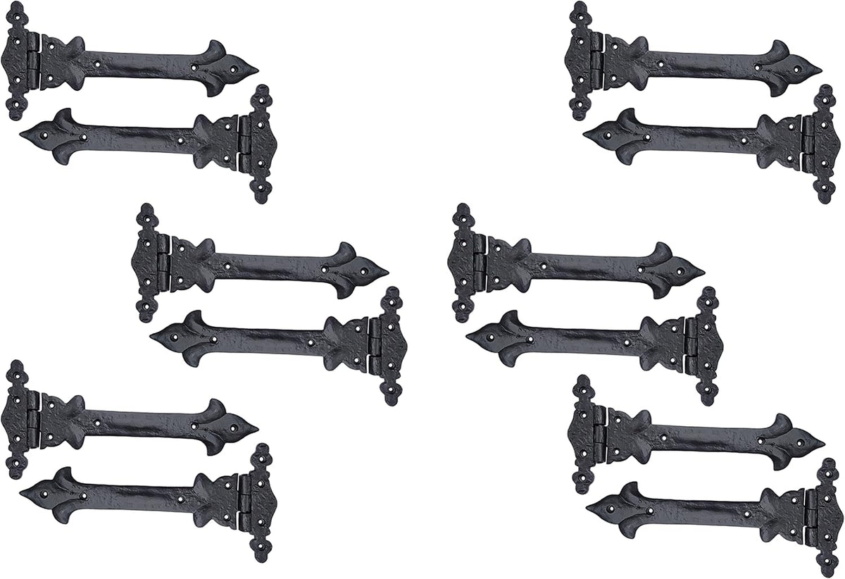 Antique Cast Iron Strap T Hinge, 7.9" x 2 Pack, Rust Living Finish E895