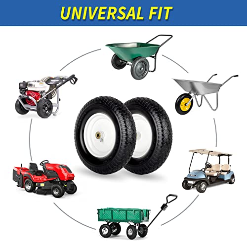 16" Flat-Free Solid Tire and Wheel with 3" Centered Hub 5/8" Axle Bore Hole (2 Pack) H73571
