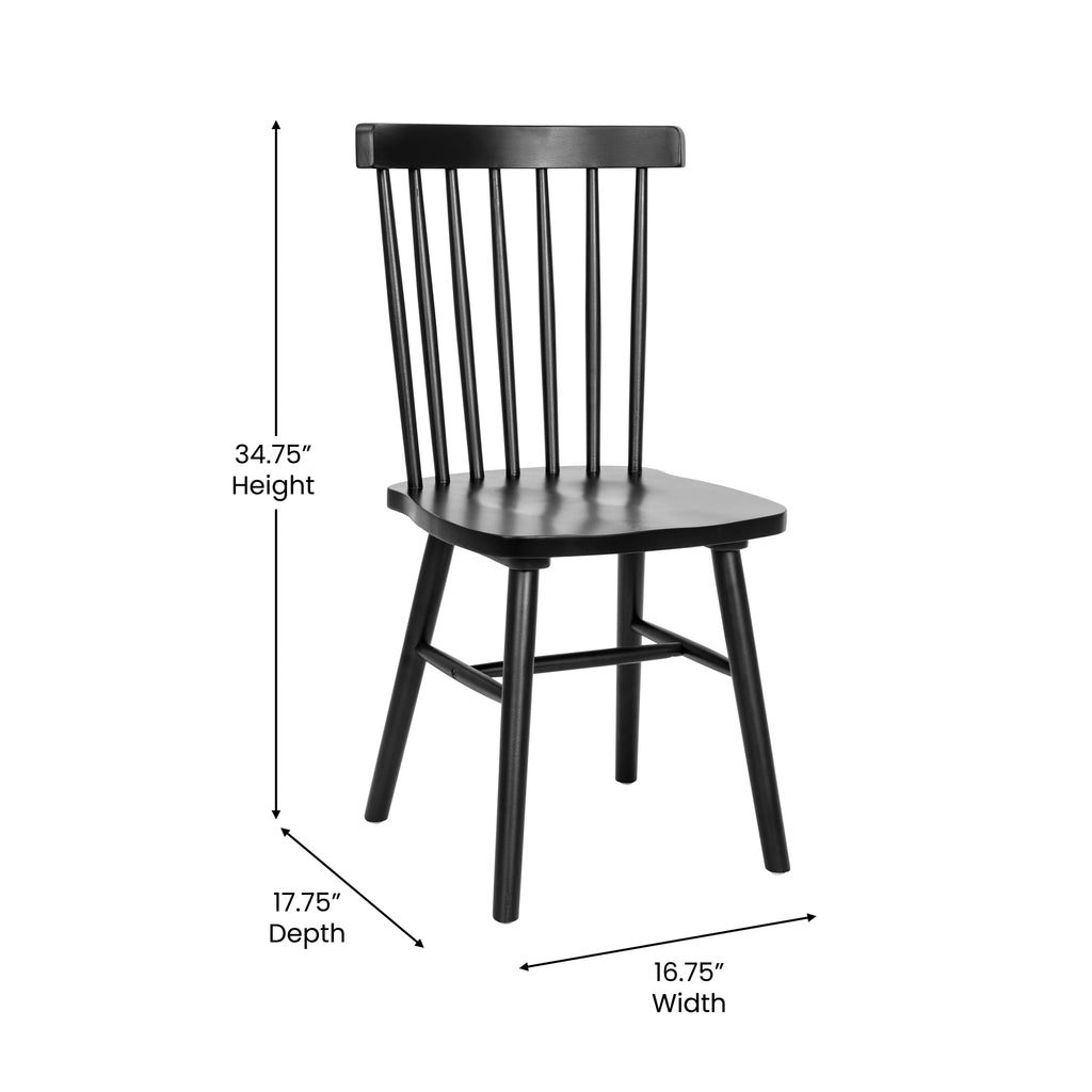 Set of 2 Black Solid Wood Spindle Back Dining Chairs S36474