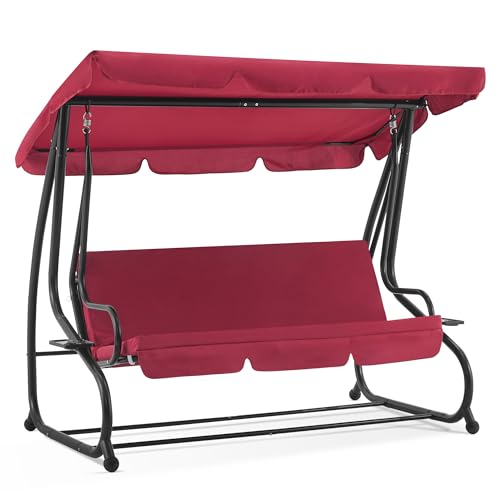 3 Seat Patio Swing Chair with Adjustable Canopy B8604