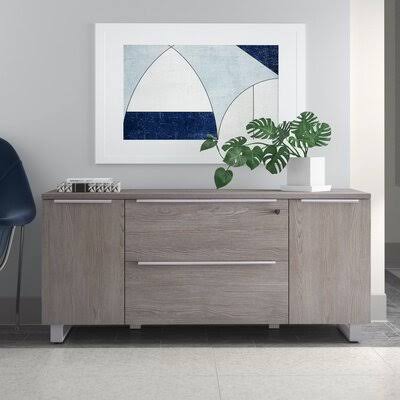2-Drawer Lateral Filing Cabinet Gray/Silver O491
