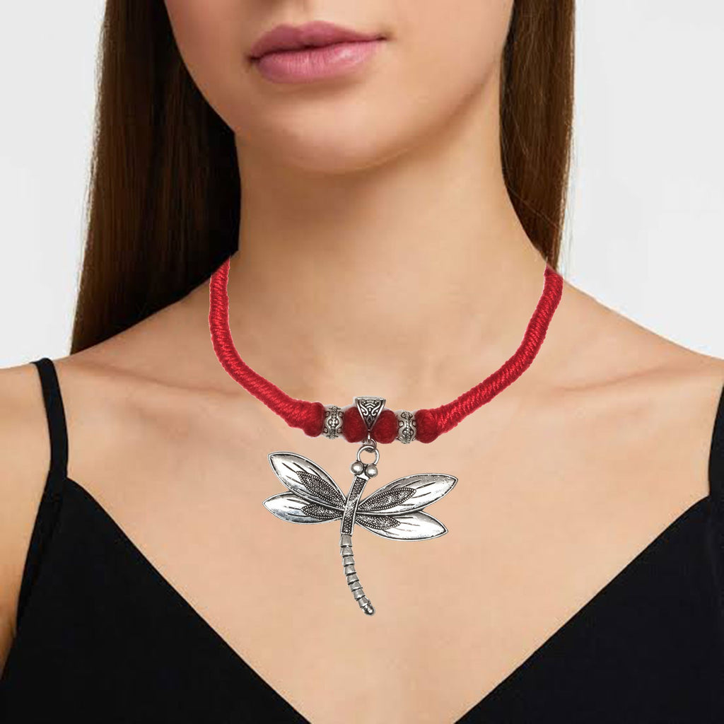925 Silver Butterfly Macrame Necklace 20 in U97138