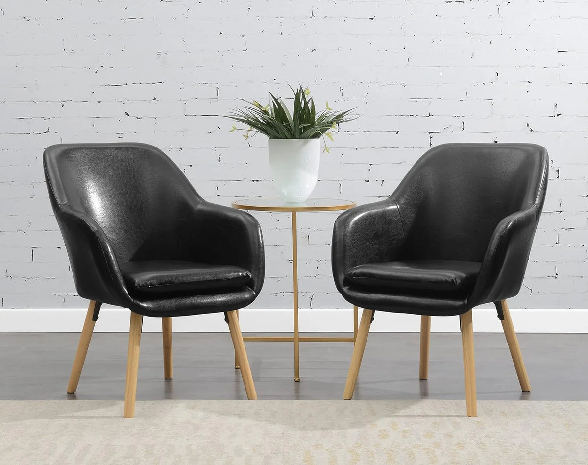 Black Faux Leather Accent Chair N31325