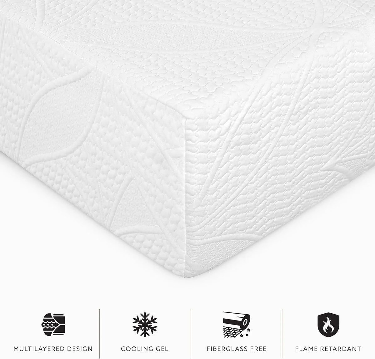 White Full Size 10 Inch Medium Plush Memory Foam Mattress Z182853