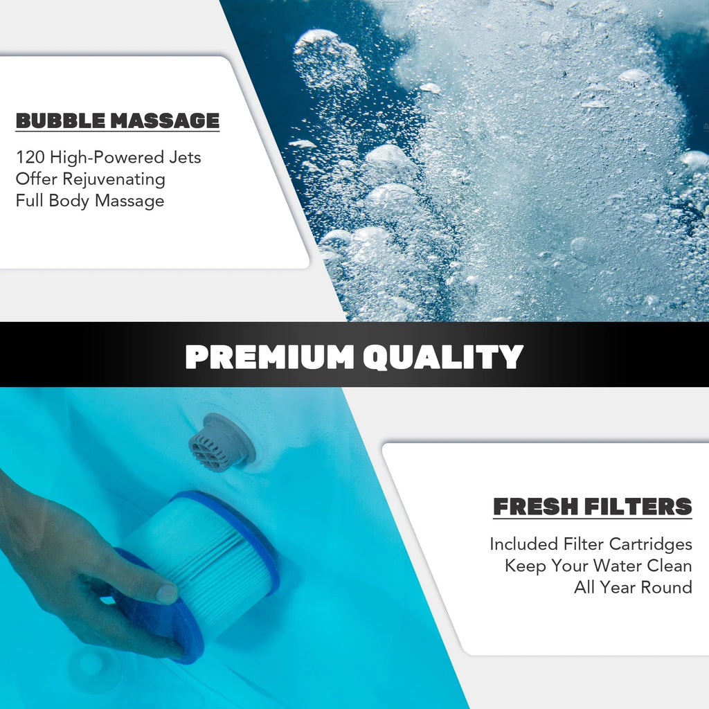 4 Person Inflatable Hot Tub Pool with Massage Jets G744179