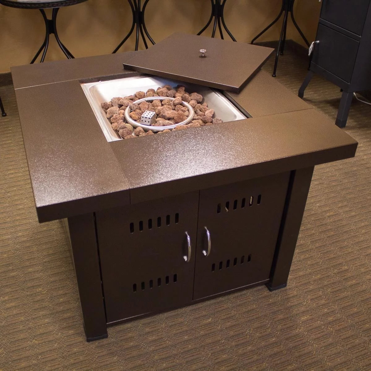 Propane Fire Pit Hammered Bronze and Stainless Steel Finish G246
