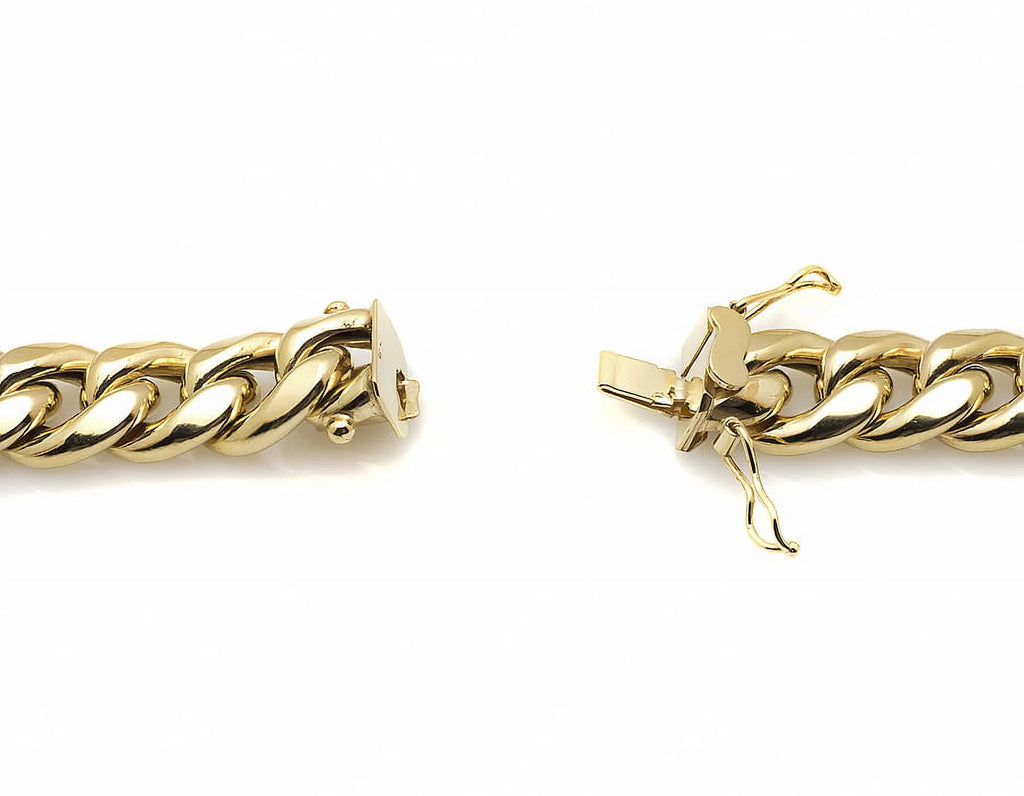 10K Yellow Gold Miami Cuban Link Chain Box Clasp 28-36 Inches E3475