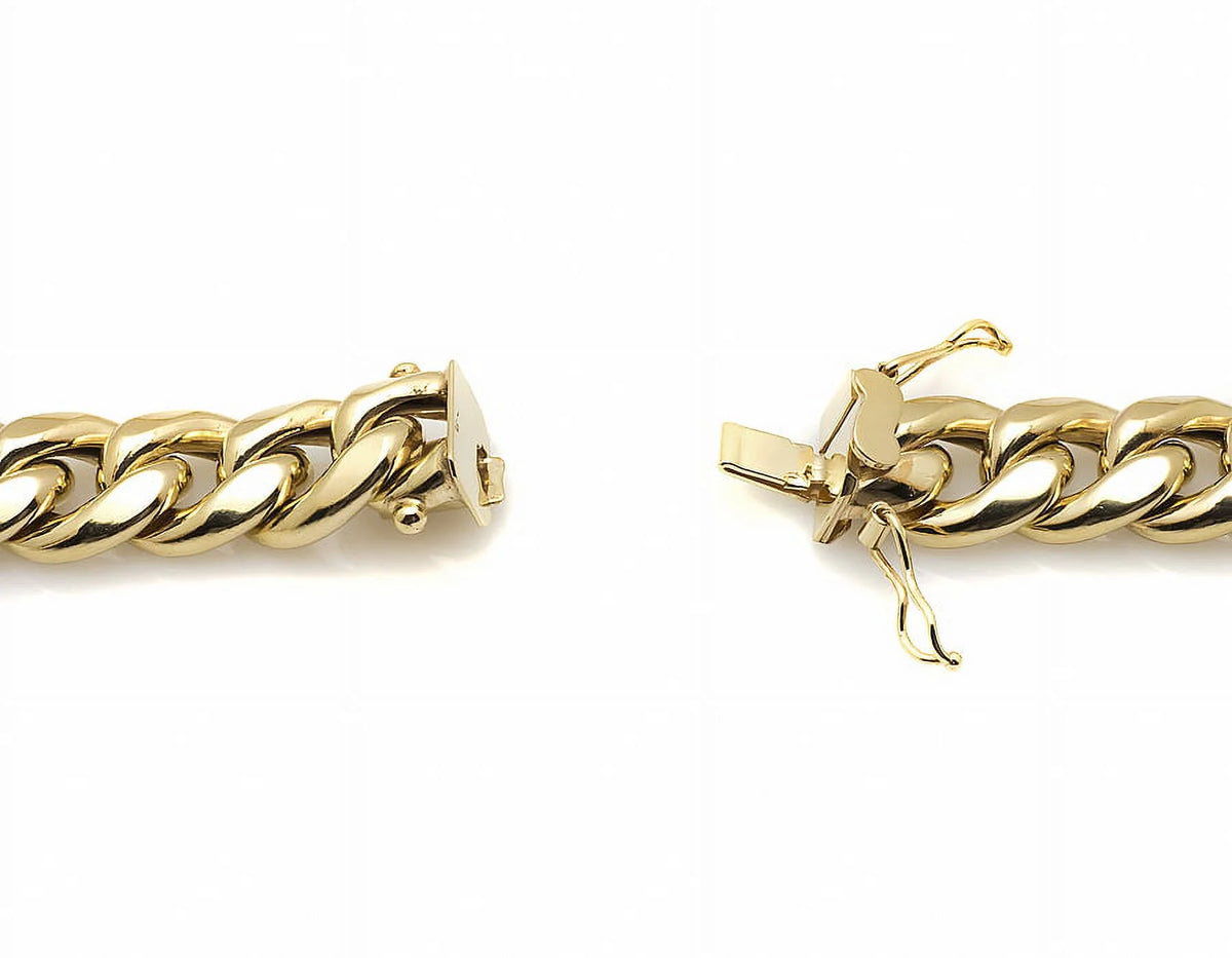 10K Yellow Gold Miami Cuban Link Chain Box Clasp 28-36 Inches E3475