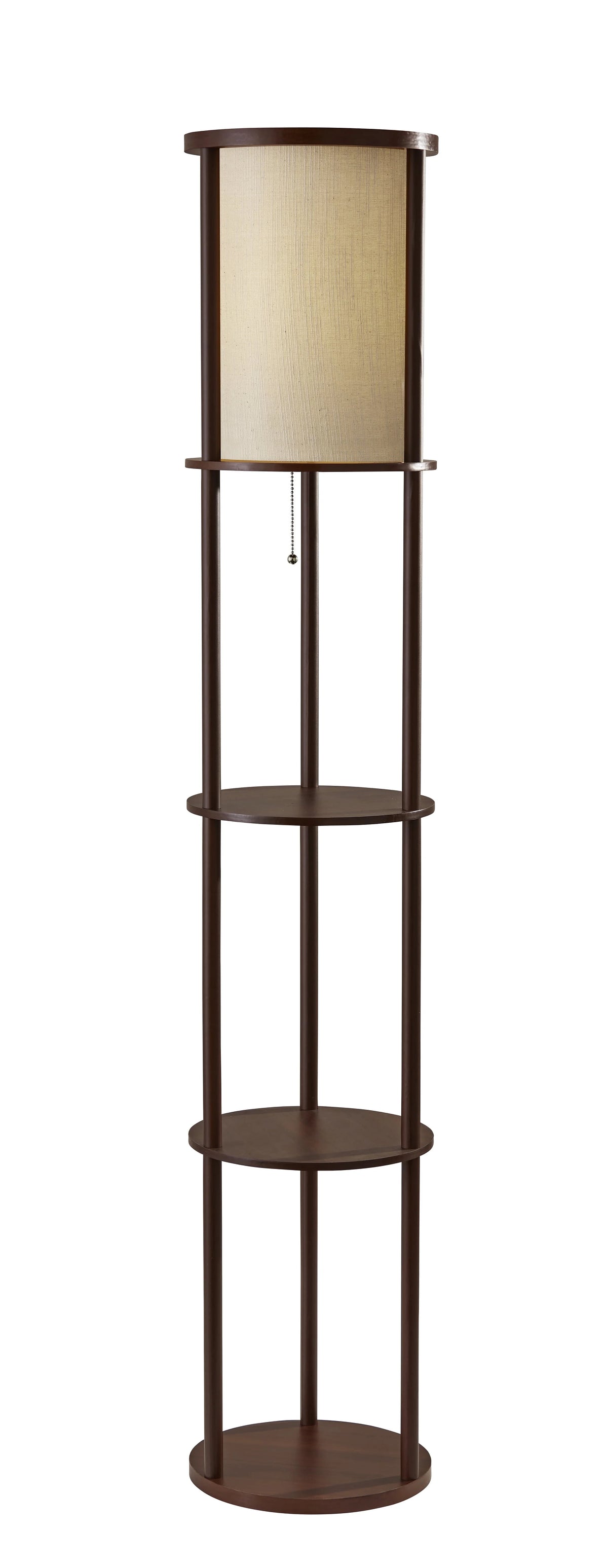 Round Shelf Floor Lamp with Walnut Wood Veneer E3701
