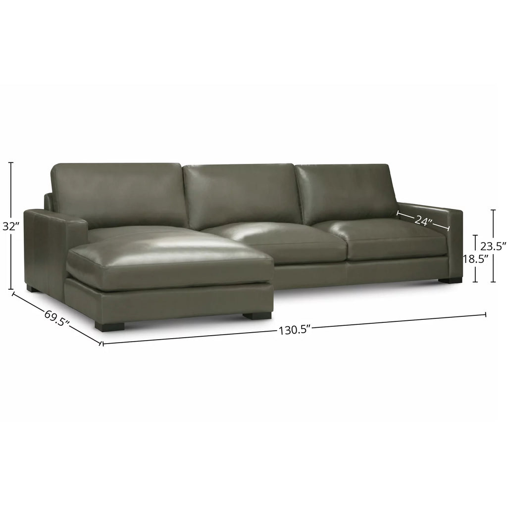 Leather Upholstered Chaise Sectional S7011