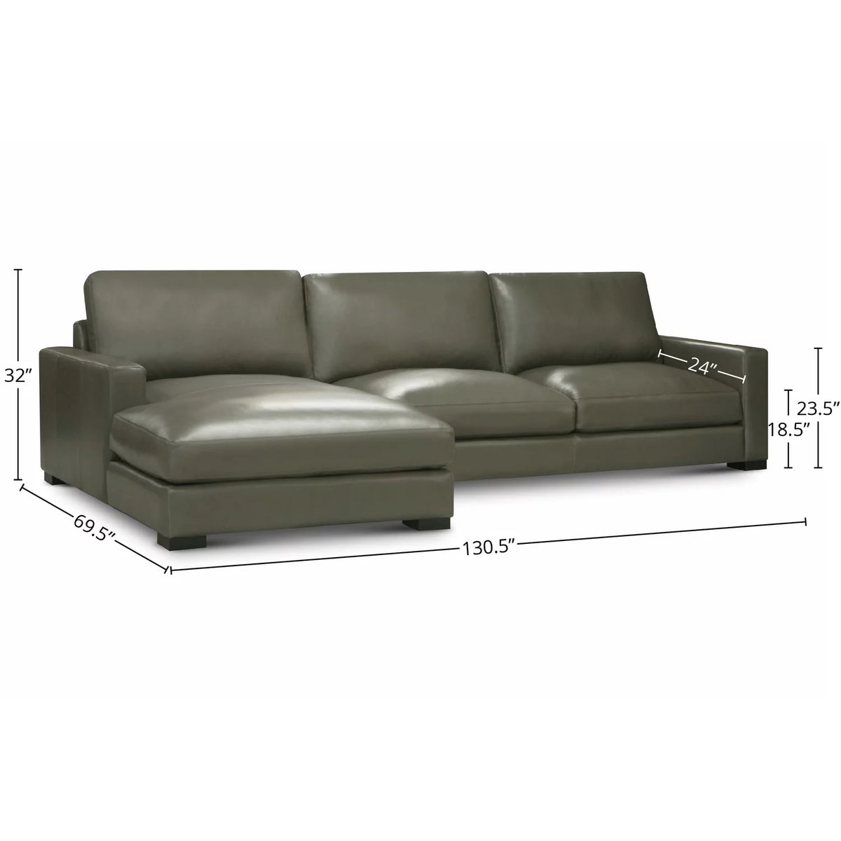 Leather Upholstered Chaise Sectional S7011