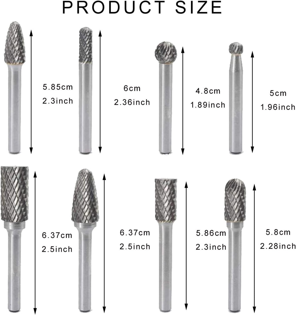 8Pcs Tungsten Double Cut Rotary File Set V4695
