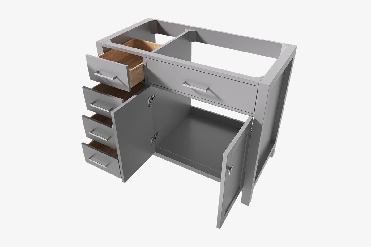 Grey Right Offset Single Sink Base Cabinet Q286688