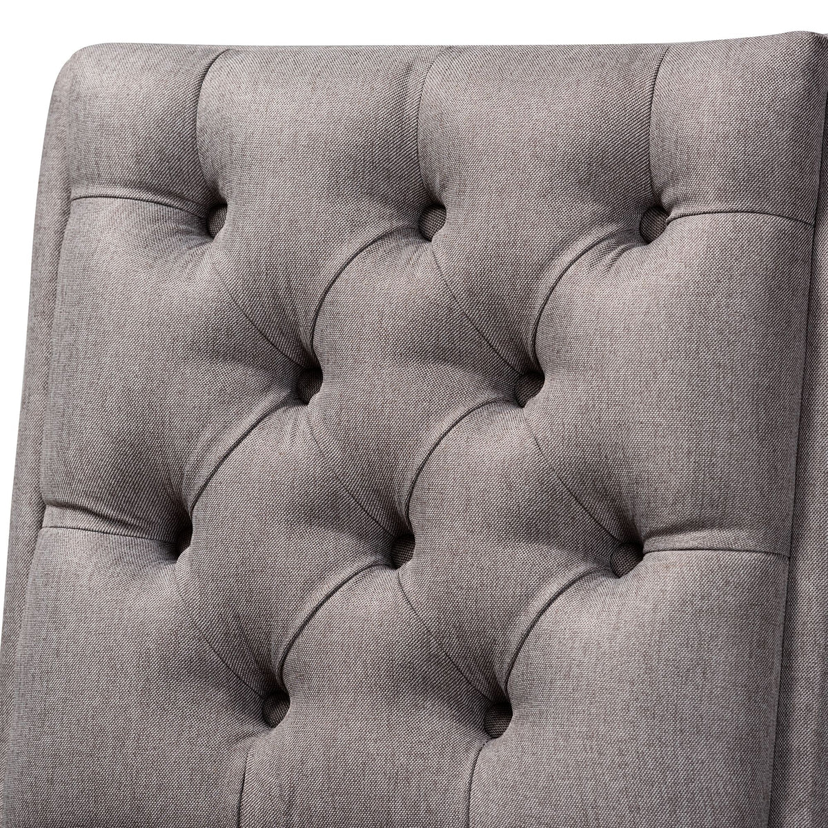 Grey Fabric Upholstered Walnut Brown Wood 2-Piece Swivel Bar Stool Set D64407