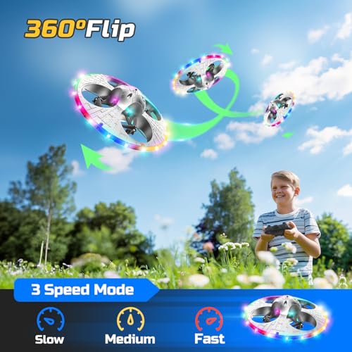 Foam UFO Drone with LED Lights, 2 Batteries C110
