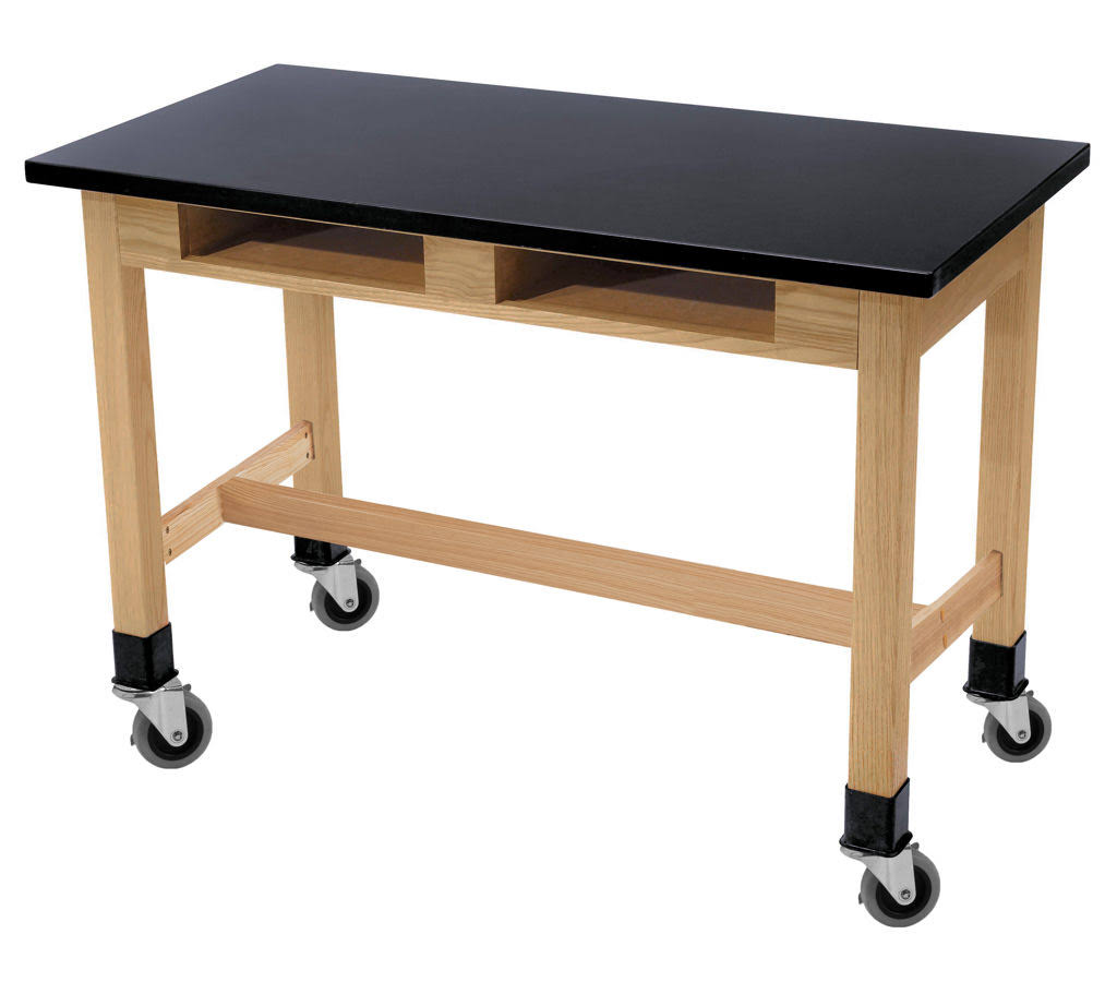 Black Wood Science Lab Table with Chemical Resistant Top V267058