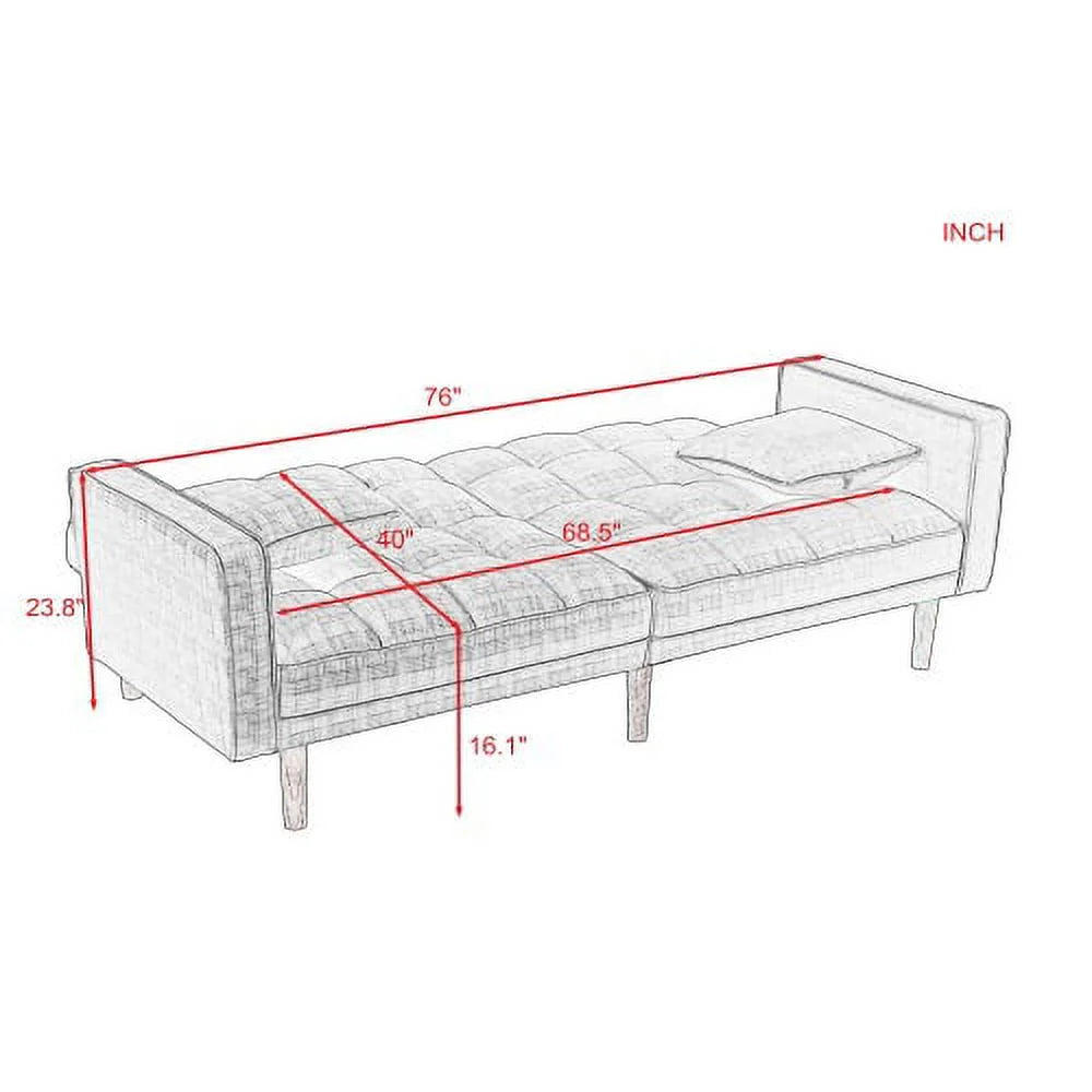Navy Blue Memory Foam Futon Sofa Bed with 2 Pillows Q7192