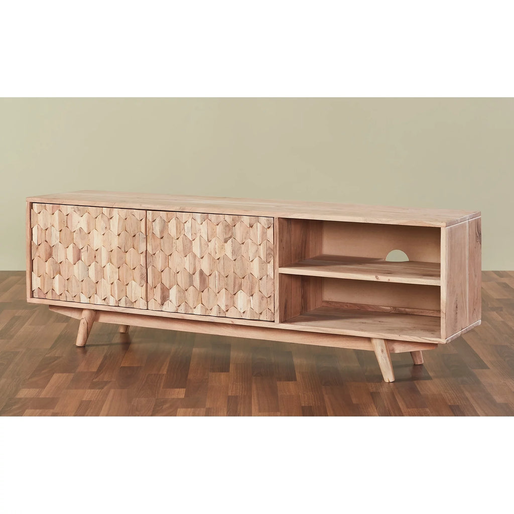 Modern Wood Honeycomb TV Unit for TVs up to 57" in Dark Walnut I763681