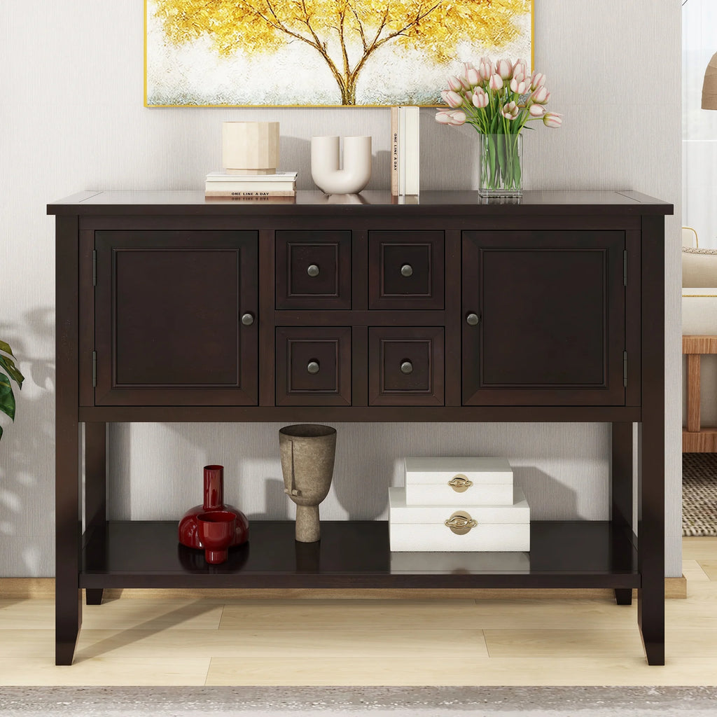 Vintage Console Table with Four Small Drawers and Bottom Shelf M877182