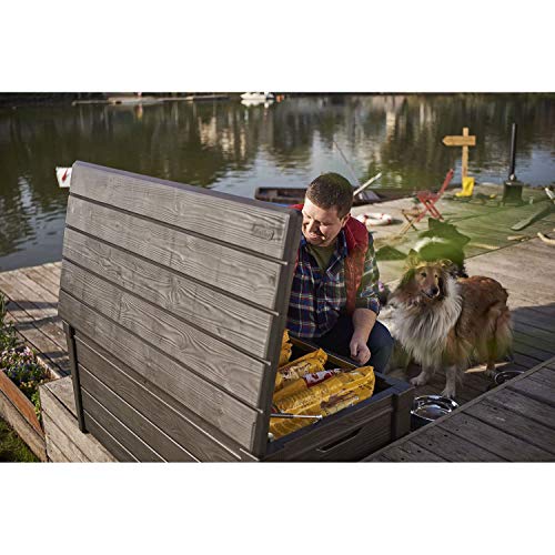 Brown 120 Gal Lockable Waterproof Plastic Deck Box V61677
