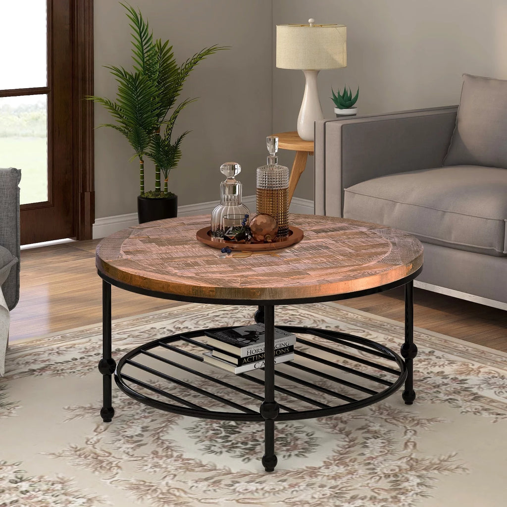 Brown Round Solid Wood Coffee Table X289160