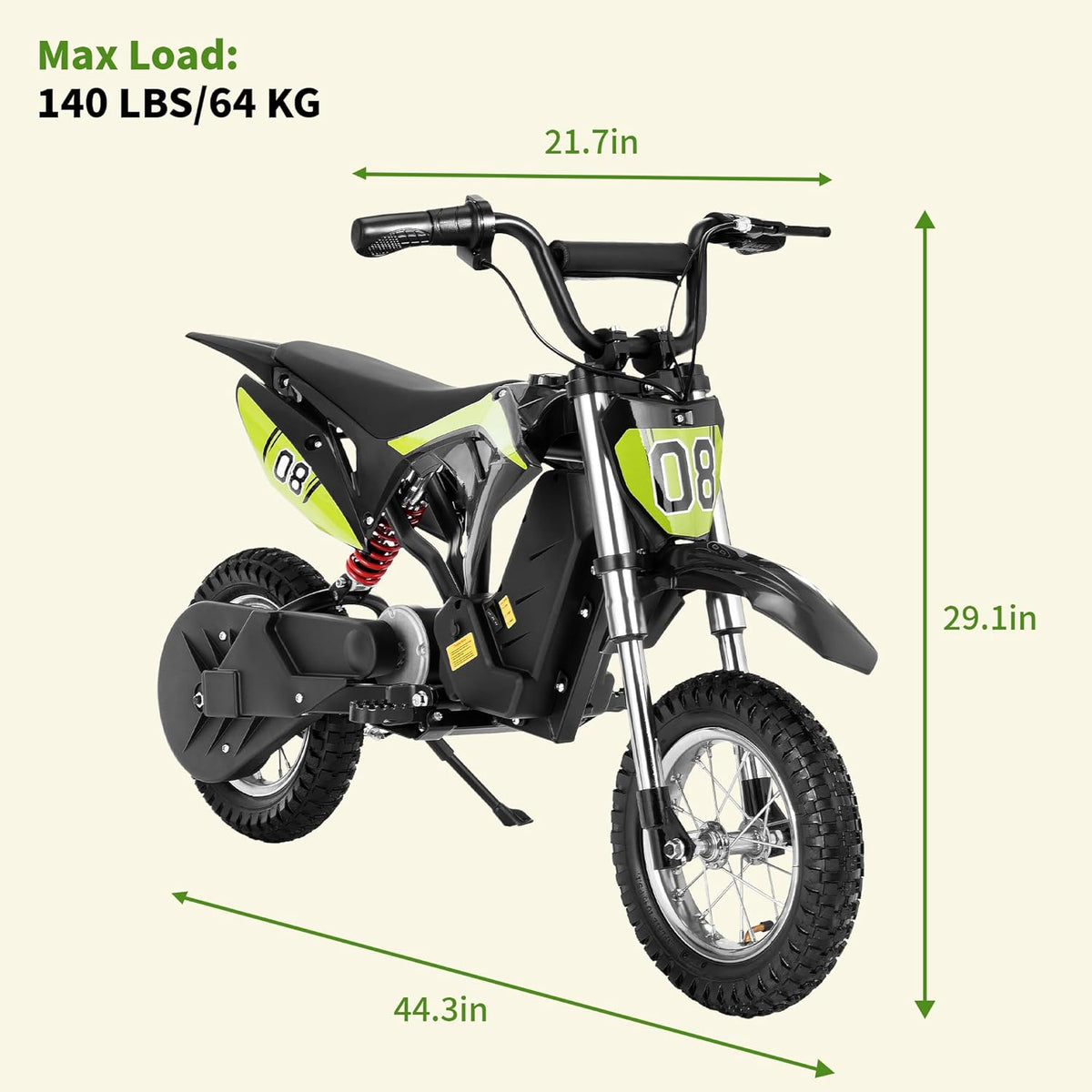 Kids Electric Dirt Bike, 3-Speed Modes Motorcycle X14736