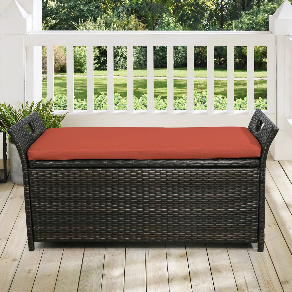 27.6 Gallon Wicker Storage Bench with Cushion W797462