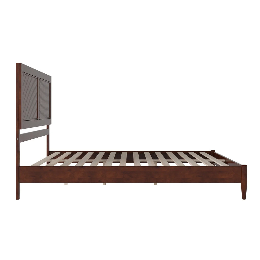 King Solid Wood Low Profile Platform Bed, Walnut A185