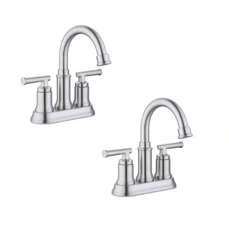 4 in. Centerset Double-Handle High-Arc Bathroom Faucet Brushed Nickel 2-Pack D65047