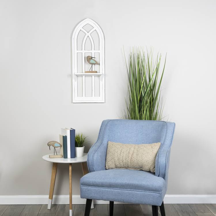 Distressed Window Arch with Shelf Wall Decor E435288