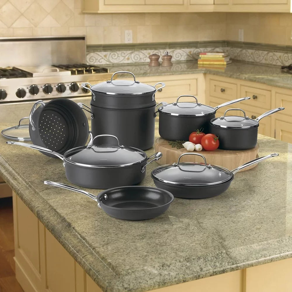 14-Piece Nonstick Hard-Anodized Cookware Set with 12-Piece Knife Set R297804