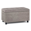 34 inch Wide Rectangle Storage Ottoman in Distressed Grey Taupe Faux Leather A9802