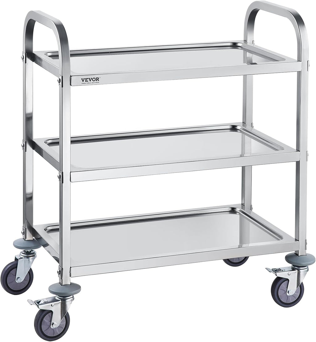 Stainless Steel 3 Shelves Rolling Lab Cart with Foot Brake Z31961