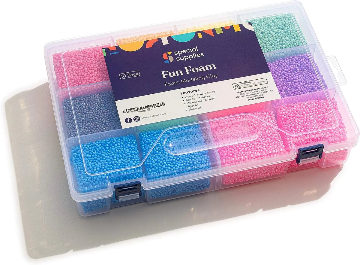 Fun Foam Modeling Foam Beads Play Kit, 12 Blocks Educational Clay for Arts Crafts Kindergarten Toys K3422