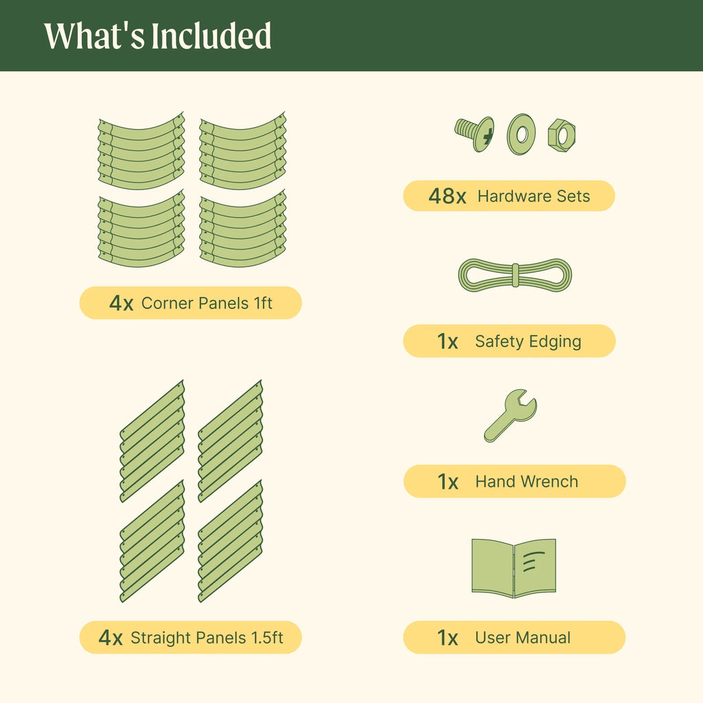 17" Tall 4 in 1 Modular Metal Raised Garden Bed Kit Olive Green M9812