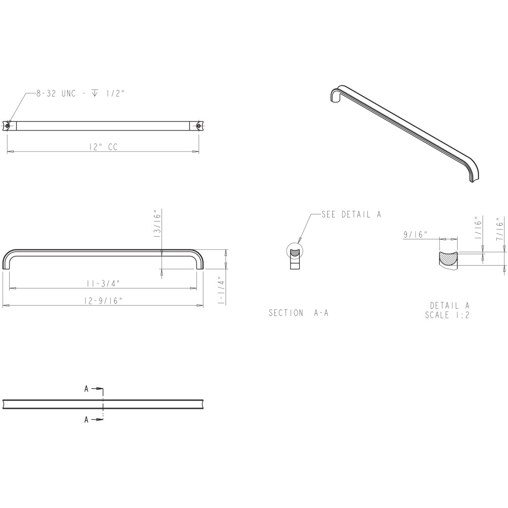 Polished Chrome Cabinet Pull X7702