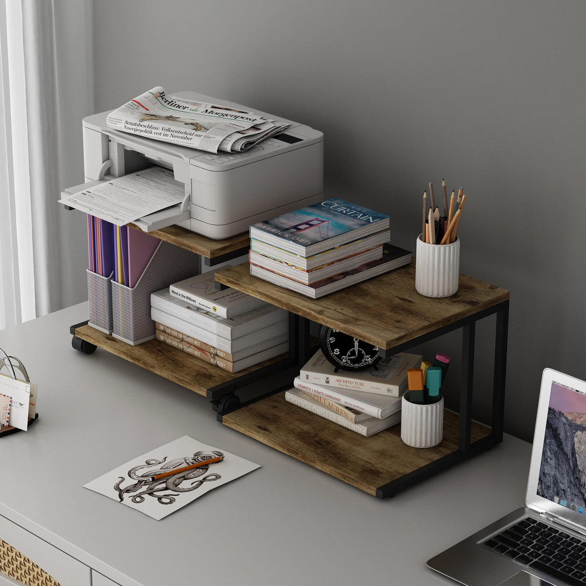2PCS Printer Stand with 4 Wheels & Lock S8453